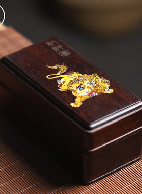 印度小叶紫檀螺钿貔貅首饰盒文盒