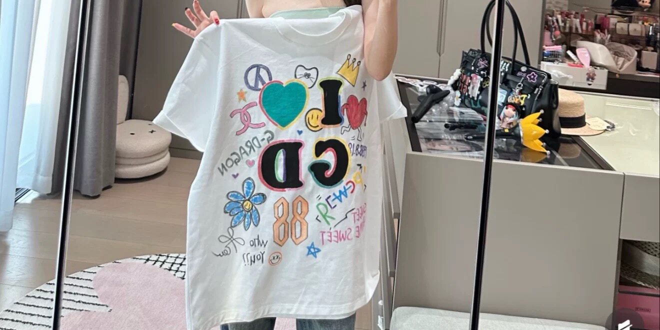 权志龙GDRAGON痛衣彩绘宽松纯棉短袖T恤男女演唱会周边潮流男女