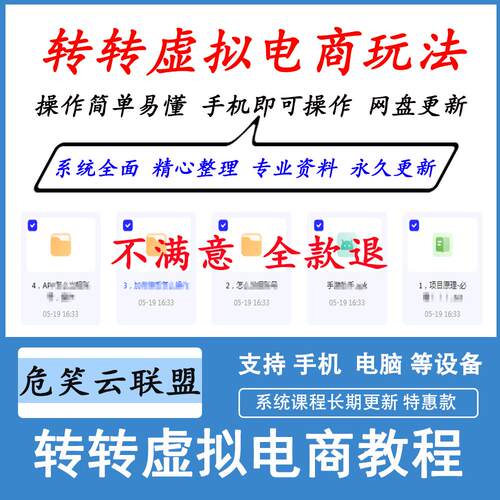 转转虚拟电商创业运营教程玩法入门教学视频实操虚拟大全合集