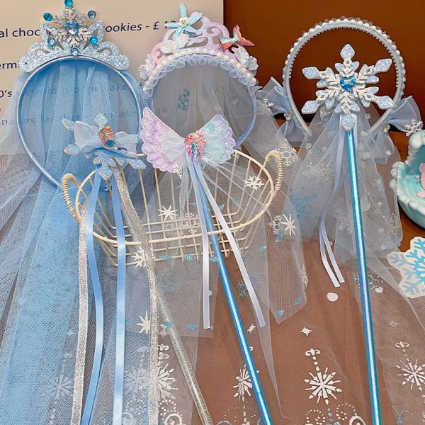 皇冠头饰儿童发箍小女孩冰雪奇缘艾莎公主魔法棒套装女童表演饰品