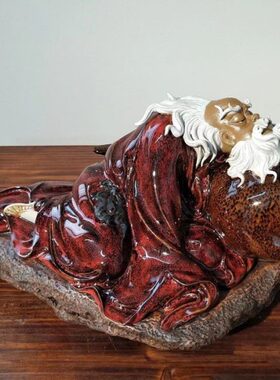 石湾公仔陶瓷醉葫芦仙罗汉摆件中式家居门客厅会所酒厂老翁庞毅豪