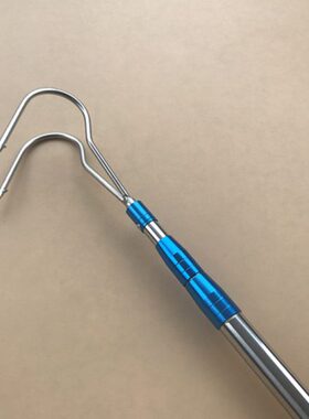 2爪3爪不锈钢搭钩蓝套杆 伸缩竿子带倒刺双搭钩 2m4米圆尖3爪勾子