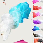 锦鲤抄舞蹈扇子古典加长三色渐变跳舞扇广场儿童成人演出长绸扇子