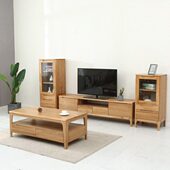 北欧全实木电视柜茶几组合简约现代小户型客厅橡木整装 茶桌视听柜
