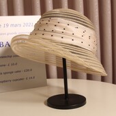 赫本风网纱法式 显脸小灯罩帽女夏海边遮阳防晒草帽日系小沿渔夫帽