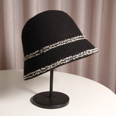 小香风羊毛混纺女士时尚潮流盆帽