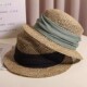 法式 出游度假海边咸草帽子女夏季 镂空平顶礼帽复古小帽檐遮阳草帽
