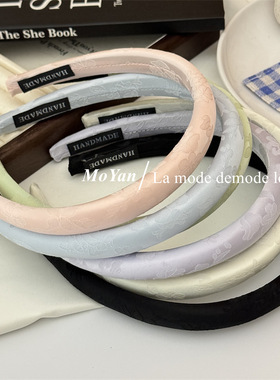 新中式小众设计提花缎面头箍气质百搭纯色发箍复古国风高颅顶发卡