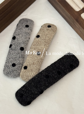 韩版植绒波点针织发夹bb夹侧边碎发卡子复古气质刘海夹后脑勺夹子