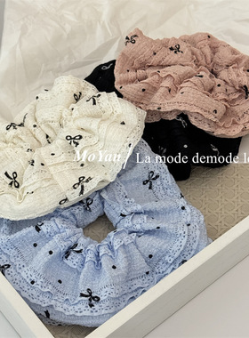 层次感蕾丝布艺波点蝴蝶结大肠发圈时尚简约马尾发绳甜美气质头绳