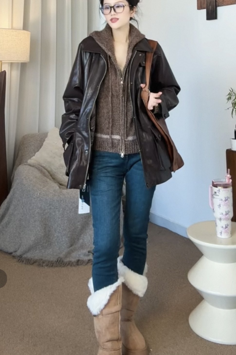 辛小姐同款！油蜡真皮鹅绒服 可拆卸三穿中长款皮衣,女装/女士精品,短外套,淘宝优惠券,粉丝福利购,淘宝优惠卷