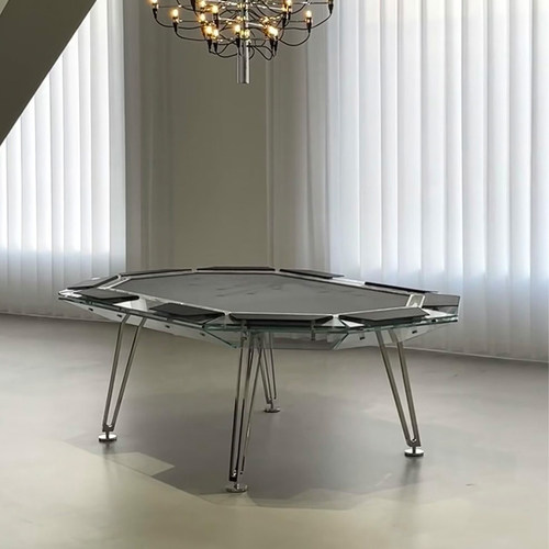 ZYCY棋牌桌多人位圆形钢化玻璃