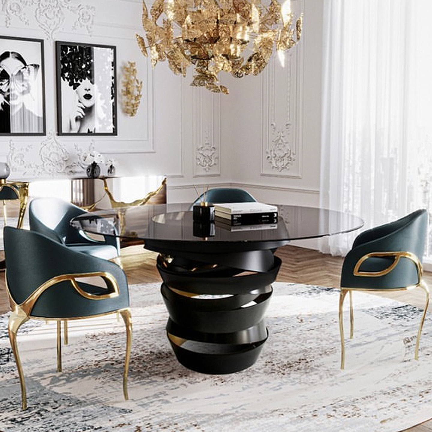 ZYCY意式轻奢不锈钢创意异形餐桌