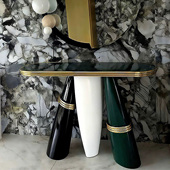 意式 入户门厅艺术大理石玄关桌 轻奢玄关台现代简约客厅设计师款