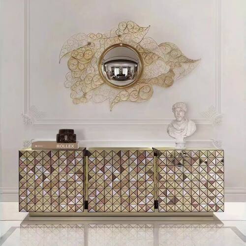 ZYCY轻奢风不锈钢艺术彩绘餐边柜