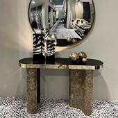 轻奢大理石玄关台客厅家用入户靠墙条案桌现代高级感创意端景台