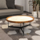 轻奢圆形茶几实木金属小户型客厅家用大理石现代简约设计迷你茶桌