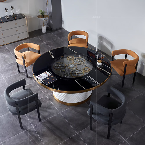 ZYCY机械钟表意式轻奢大理石餐桌