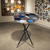 设计师不锈钢餐桌天然玛瑙轻奢小圆桌现代简约客厅家用异形咖啡桌