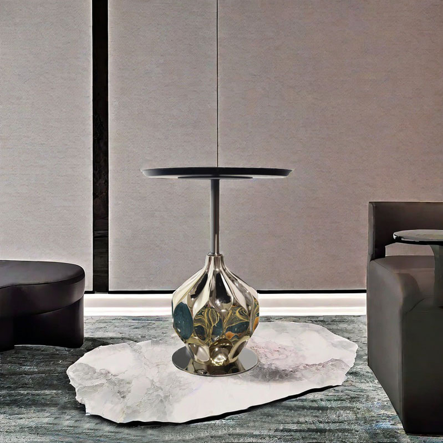 ZYCY轻奢艺术不锈钢金属边几