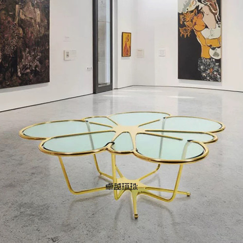 ZYCY现代轻奢风钢化玻璃花瓣茶几