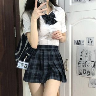 日系甜美辣妹jk制服收腰衬衫 裙百褶裙 女显瘦短袖 纯欲学院风格