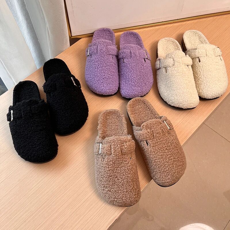 多带几双！家居单品！软木大底+羊羔毛 秋冬男女情侣保暖毛绒拖鞋