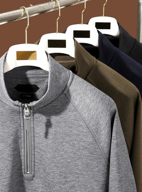 意奢PSENY柜货！老钱风天丝羊毛混纺 秋季男士半拉链立领卫衣上衣