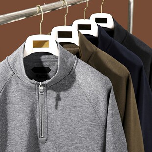 意奢PSENY柜货！老钱风天丝羊毛混纺 秋季男士半拉链立领卫衣上衣