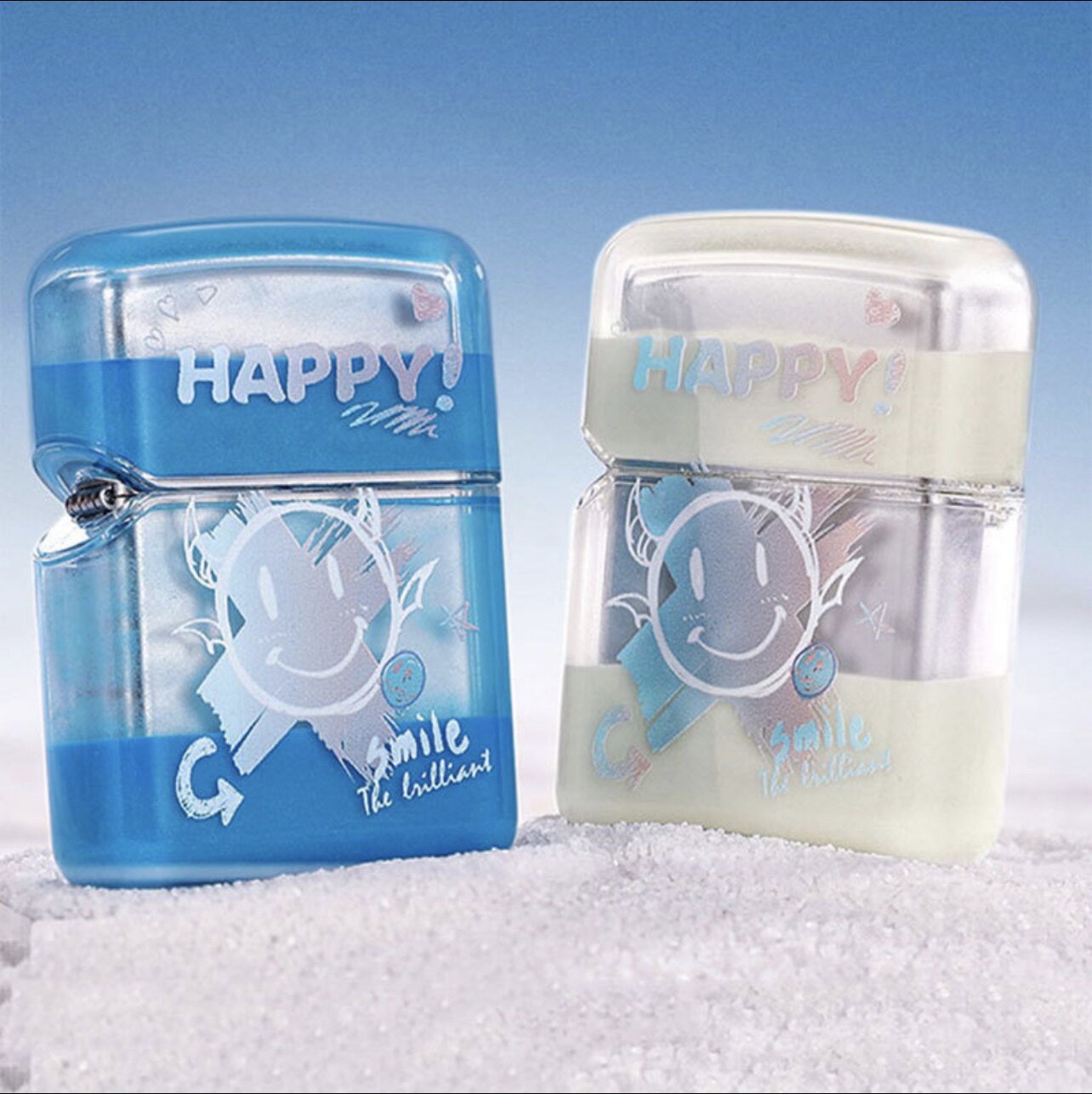 Zippo打火机新款夜光流沙笑脸礼盒亚克力外壳创意礼物送男友