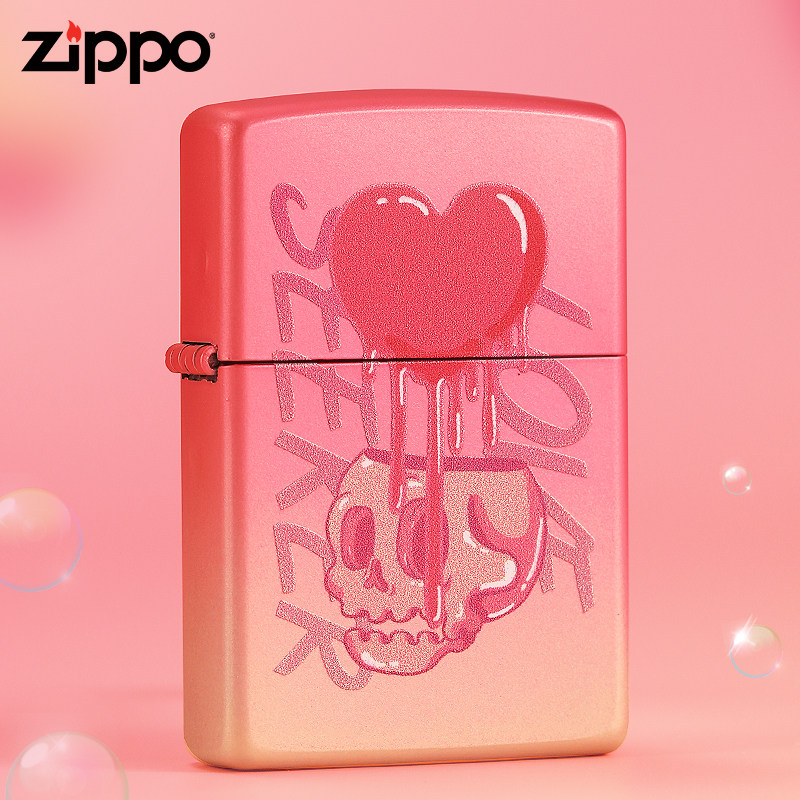Zippo正版打火机 个性彩印恋爱至死表白礼物送男友ZIPPO送火机油
