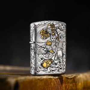 Zippo 原装正品打火机盔甲银金双色齐天大圣防风煤油送男朋友礼物