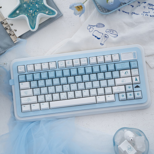 渐变蓝白Polarbear北极熊键帽