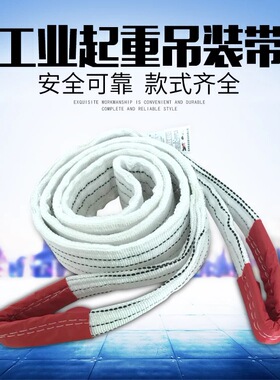 起重吊装带白色扁平吊带2吨3吨5吨拖车布带两头扣行车吊车双环扣