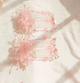轩尘阁原创设计 芊芊 古风汉服发饰Lolita头饰粉色流苏发夹