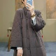 休闲长款 束心新中式 棉衣女立领盘扣纯色九分袖 新款 棉服外套女 冬装