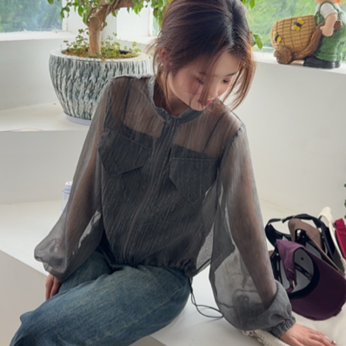 YF薄款短外套上衣拉链纯色夏季秋季长袖防晒衫韩版连帽透气女