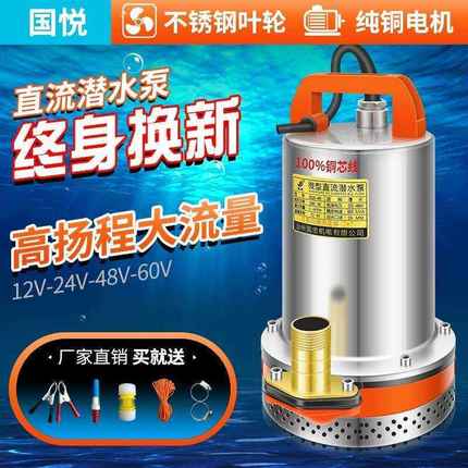 直流潜水泵12V抽水机24V48V60V伏电动车电瓶车农用小型家用抽水泵