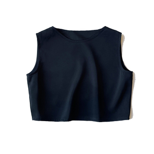 设计款黑色短款时尚上衣背心女装