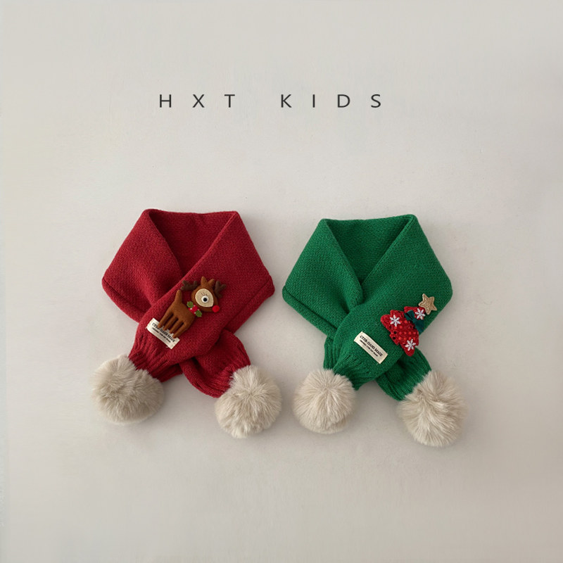 儿童围巾2024圣诞新款洋气毛球保暖男童女童宝宝冬天户外交叉围脖,童装/婴儿装/亲子装,围巾,淘宝优惠券,粉丝福利购,淘宝优惠卷