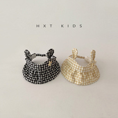 婴儿大帽檐空顶帽夏季 6个月婴幼儿宝宝可爱防晒帽8 格子遮阳帽子3