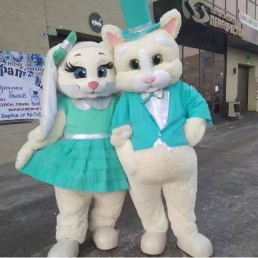 人偶服装男款西装小熊女款兔子情侣可爱卡通人偶服长毛套装玩偶服