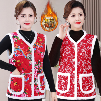 加绒马甲东北大花网红加厚马夹