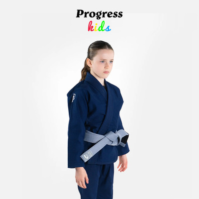 PROGRESS 儿童学院款 深蓝色 道服套装 巴西柔术BJJ 官方直营