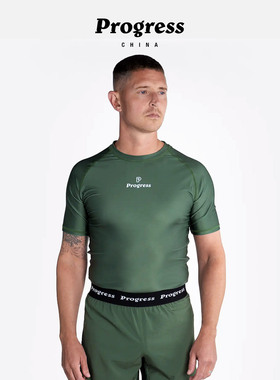 PROGRESS 学院款 军绿 短袖 防磨衣 巴西柔术NOGI 男女 官方直营