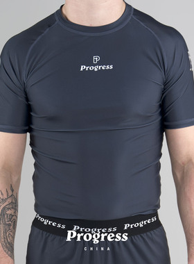 PROGRESS 学院款 深灰 短袖 防磨衣 巴西柔术NOGI 男女 官方直营