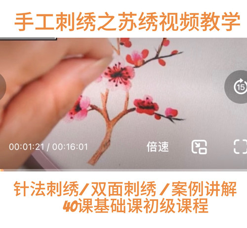 苏绣手工刺绣视频教程 苏绣实例小动物花朵刺绣教程 手工DIY教程