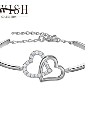 AWISH双心手镯手链时尚女士手镯节日礼物送女友
