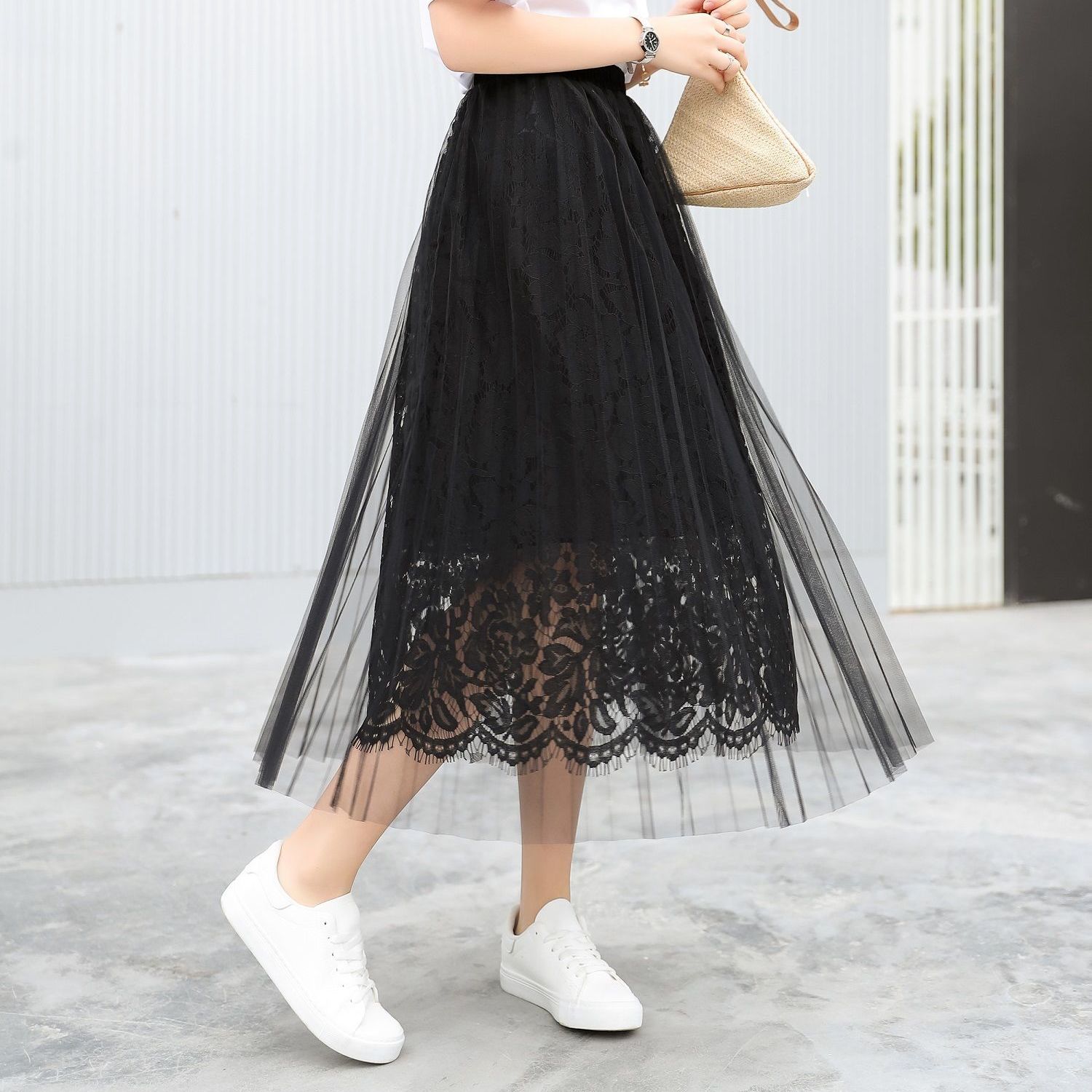Half body pleats 2021 High waist gauze skirt it high-grade,Spring and summer:Show thin new pattern temperament Ladies httpsin the Women's clothing/Boutique , Skirts  category - from Buy2taobao.com to provide professional Taobao agent buy service