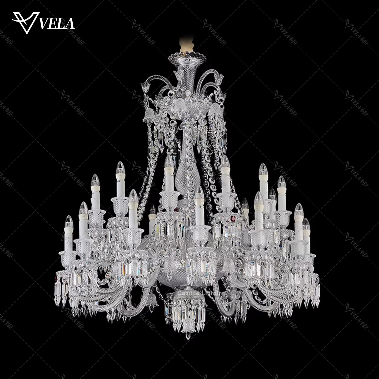 法式现代轻奢水晶吊灯高档别墅大平层客厅餐厅双层复古蜡烛吊灯